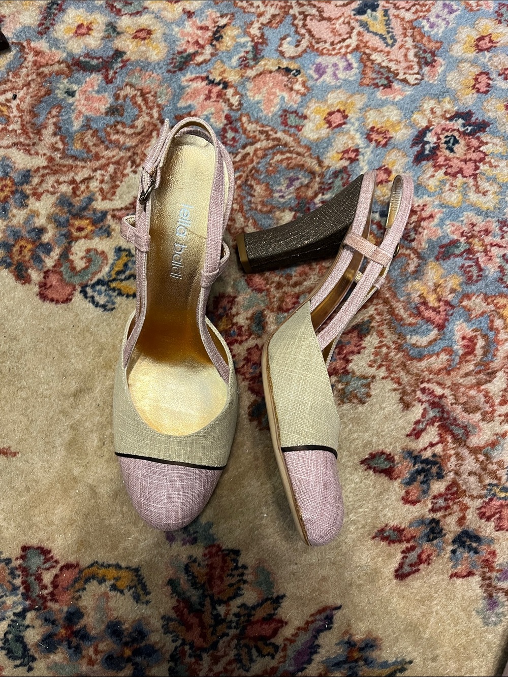 Ella Paris Two-Tone Pink and Beige Slingback Heels